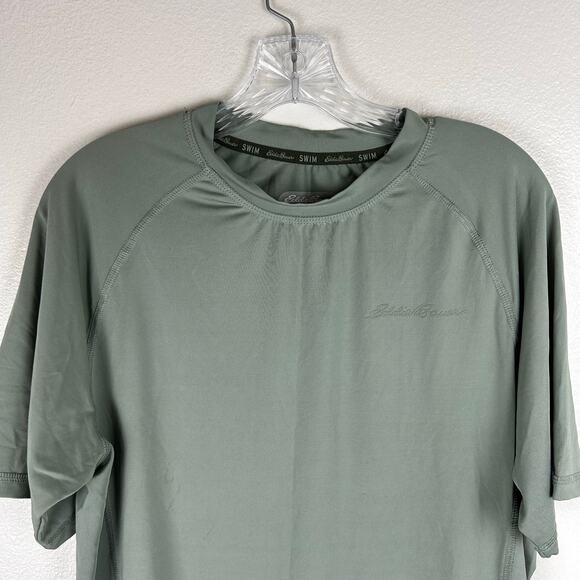 Eddie Bauer Men's Swim Rash Guard Shirt Size Small Green Short Sleeve - Picture 4 of 5